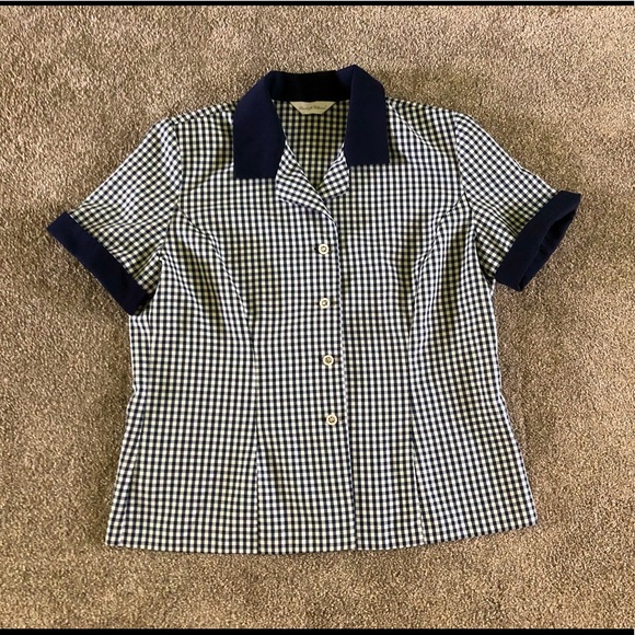 Elizabeth Williams Vintage Blouse Top Button Up Size XL Checkered Workwear - Picture 3 of 12